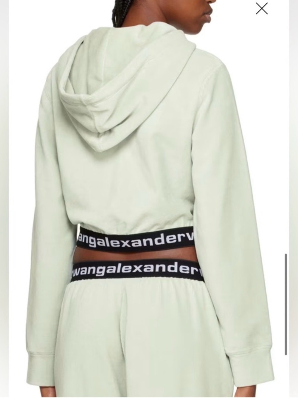Alexander Wang Women’s Medium Cropped Logo Hoodie White Terry Cloth Athleisure - Picture 2 of 13